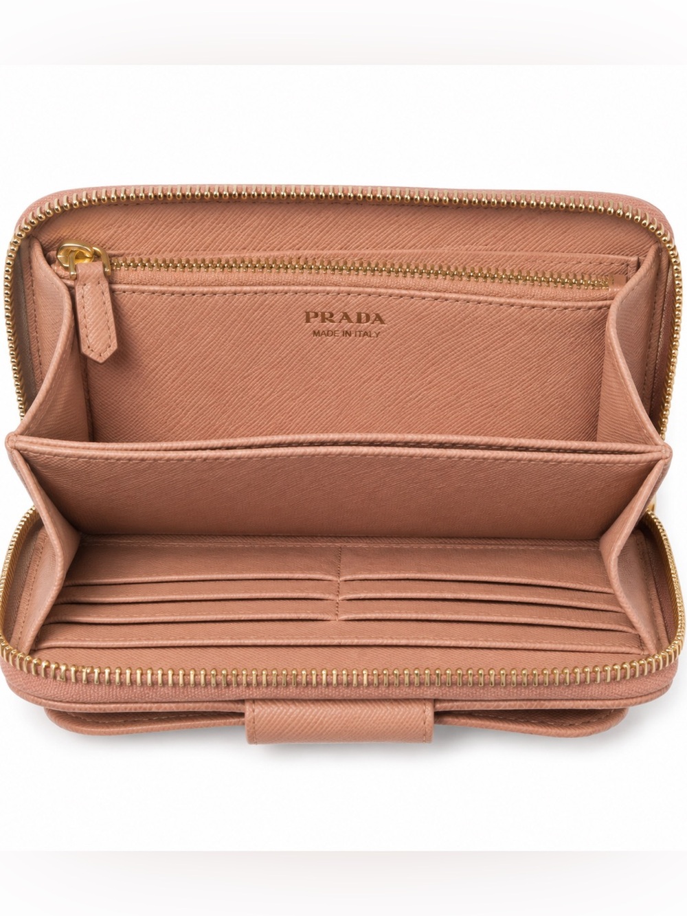 Prada Pink Bow Saffiano Leather Wallet with Gold Logo - Picture 2 of 4